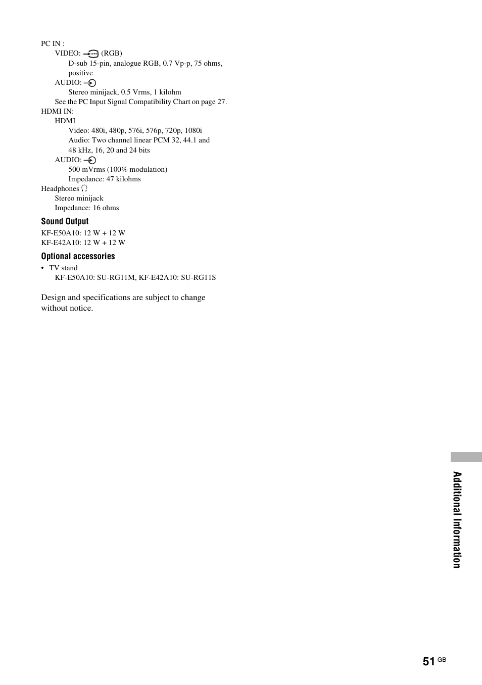 Sony KF-E42A10 User Manual | Page 51 / 60