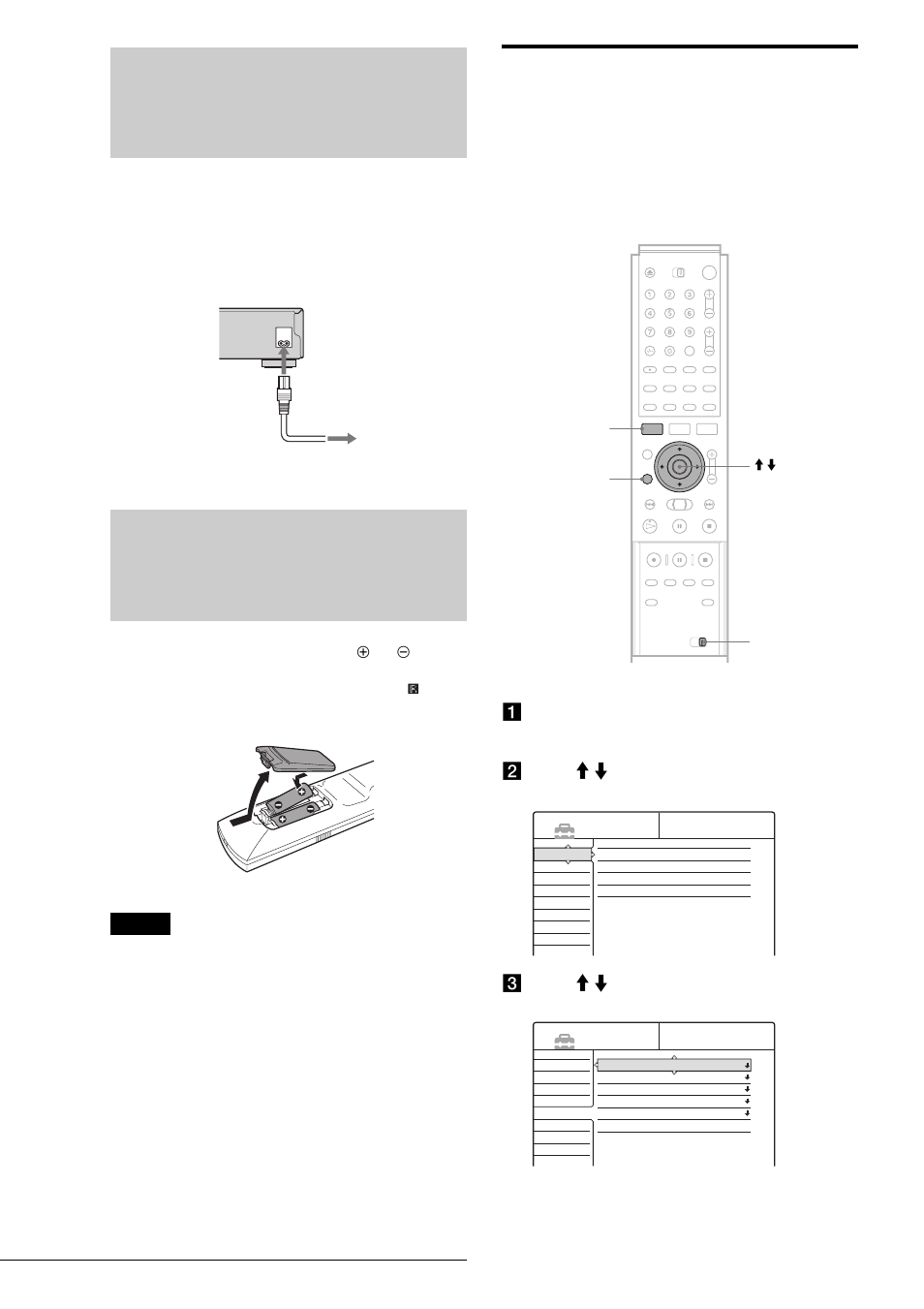 Step 5: connecting the mains lead, Step 6: preparing the remote, Step 5: connecting the | Mains lead, Step 6: preparing the, Remote, A press system menu, The system menu appears | Sony RDR-GX7 User Manual | Page 10 / 28