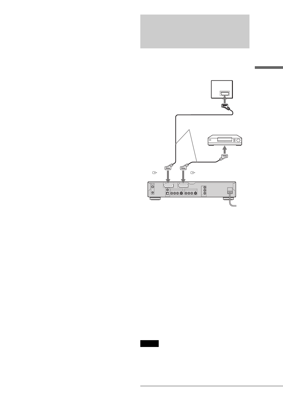Connecting to a satellite or digital tuner, Connecting to a satellite or, Digital tuner | Advanc ed hookups and sett ings, If the satellite tuner can output rgb signals, If you want to use the synchro rec function | Sony RDR-GX7 User Manual | Page 23 / 28