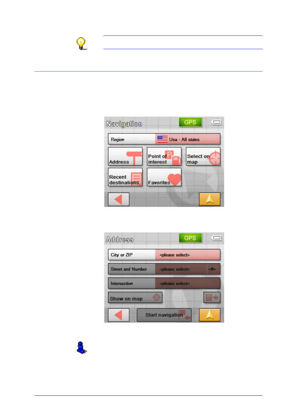 Entering an address | Sony NV-U50 User Manual | Page 29 / 90