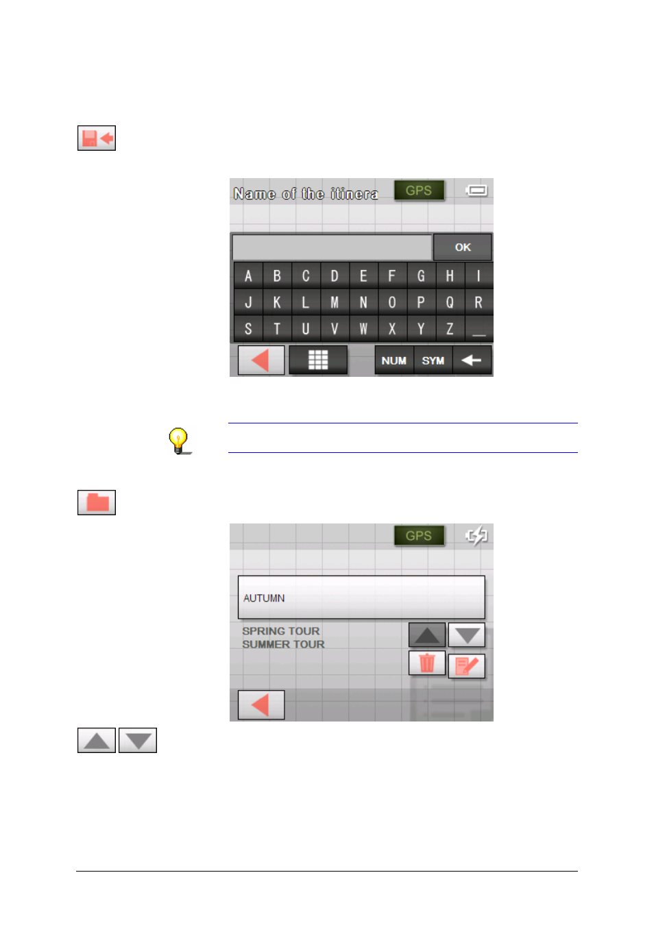 Managing itineraries | Sony NV-U50 User Manual | Page 50 / 90