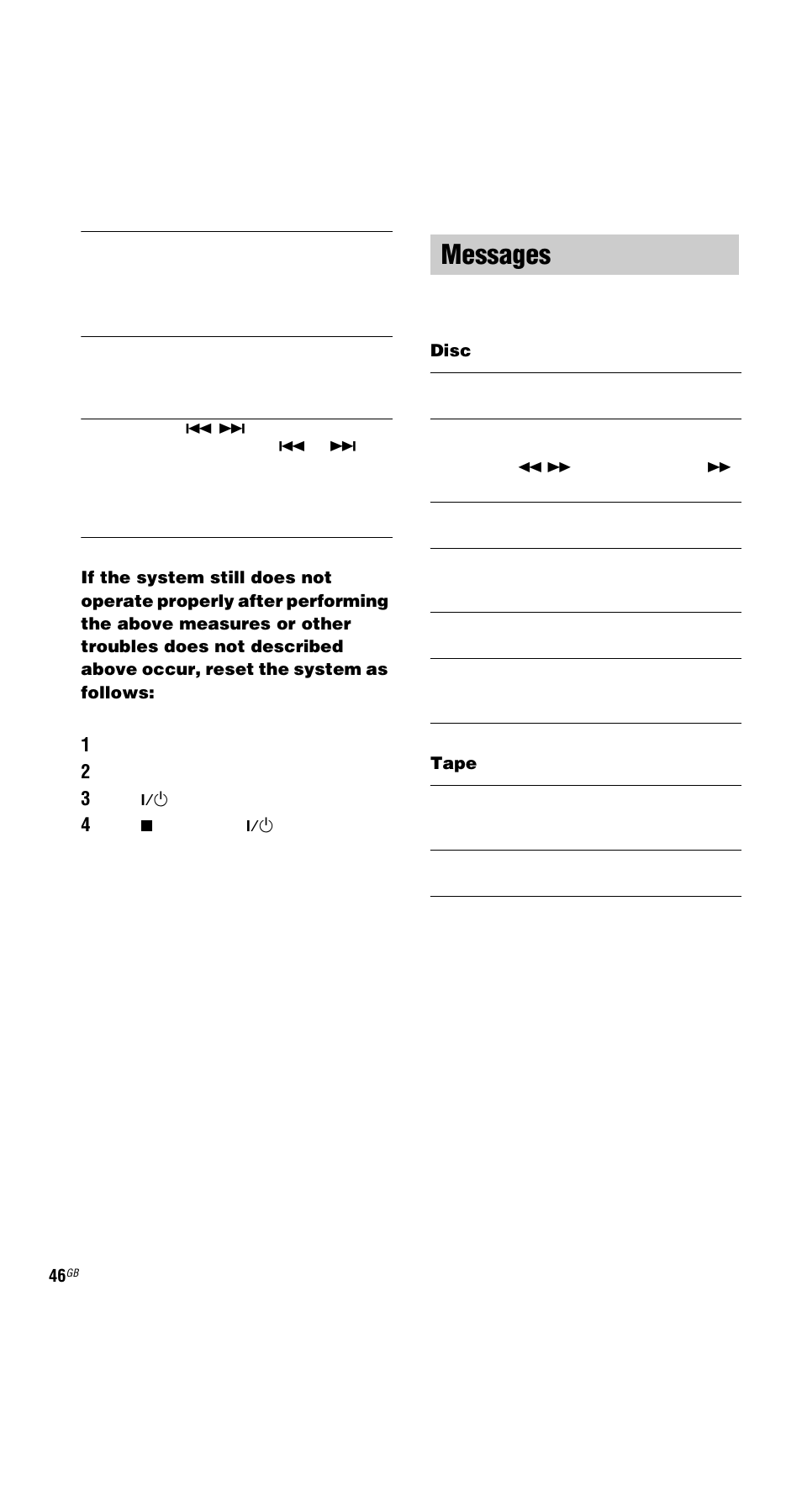 Messages | Sony MHC-GNX66 User Manual | Page 46 / 56