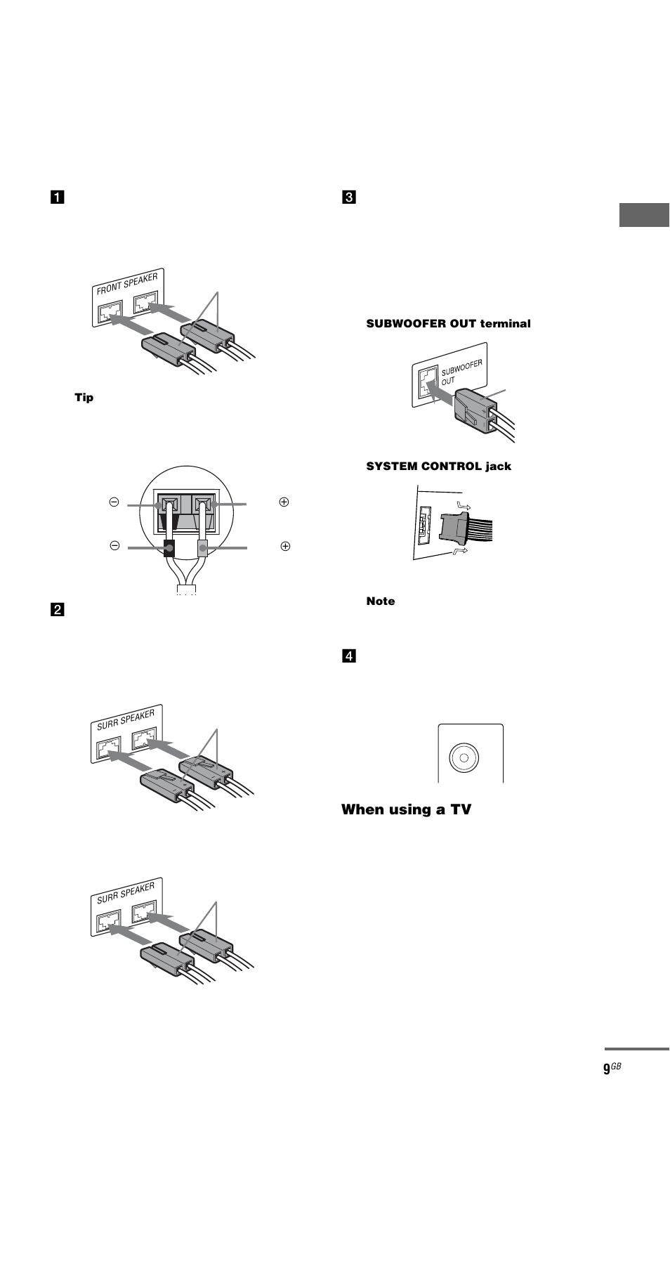 Getting star ted, When using a tv | Sony MHC-GNX66 User Manual | Page 9 / 56