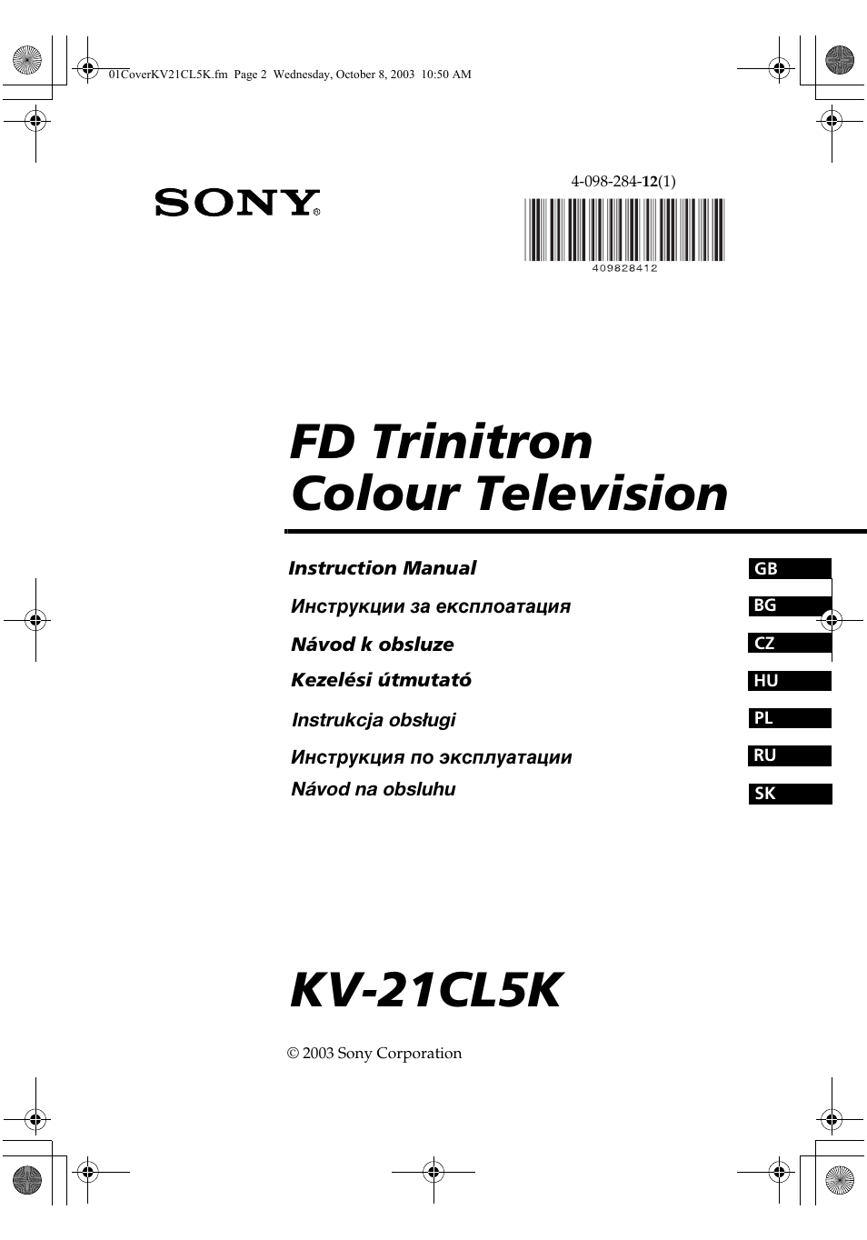 Sony KV-21CL5K User Manual | 128 pages