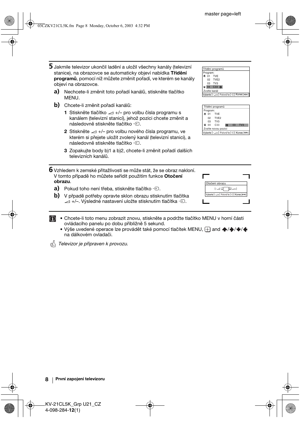 Sony KV-21CL5K User Manual | Page 44 / 128