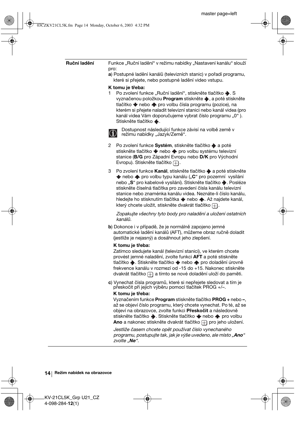 Sony KV-21CL5K User Manual | Page 50 / 128