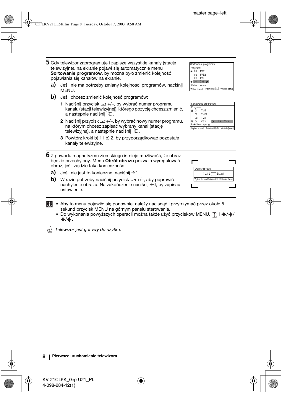 Sony KV-21CL5K User Manual | Page 80 / 128