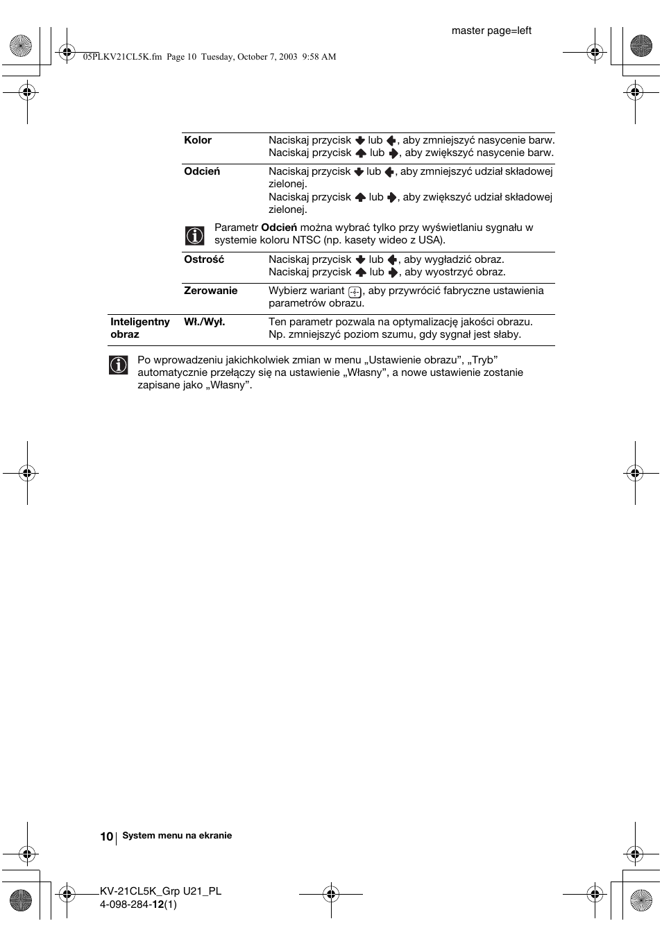 Sony KV-21CL5K User Manual | Page 82 / 128