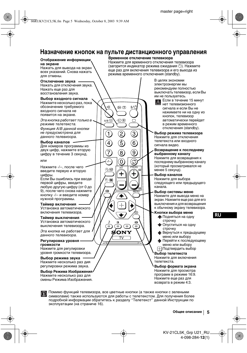 Sony KV-21CL5K User Manual | Page 95 / 128