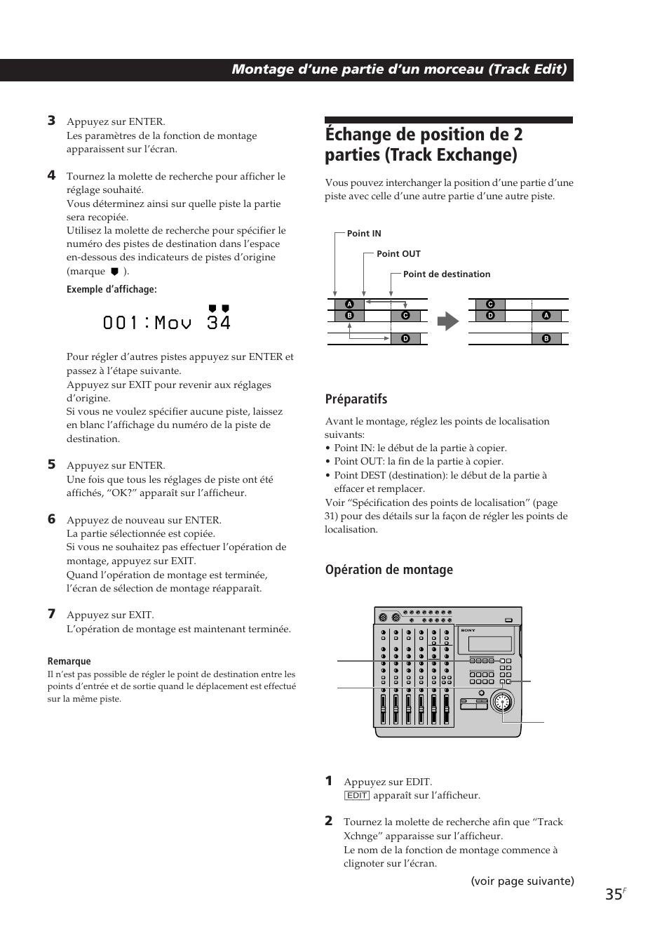 Échange de position de 2 parties (track exchange) | Sony MDM-X4 User Manual | Page 100 / 194