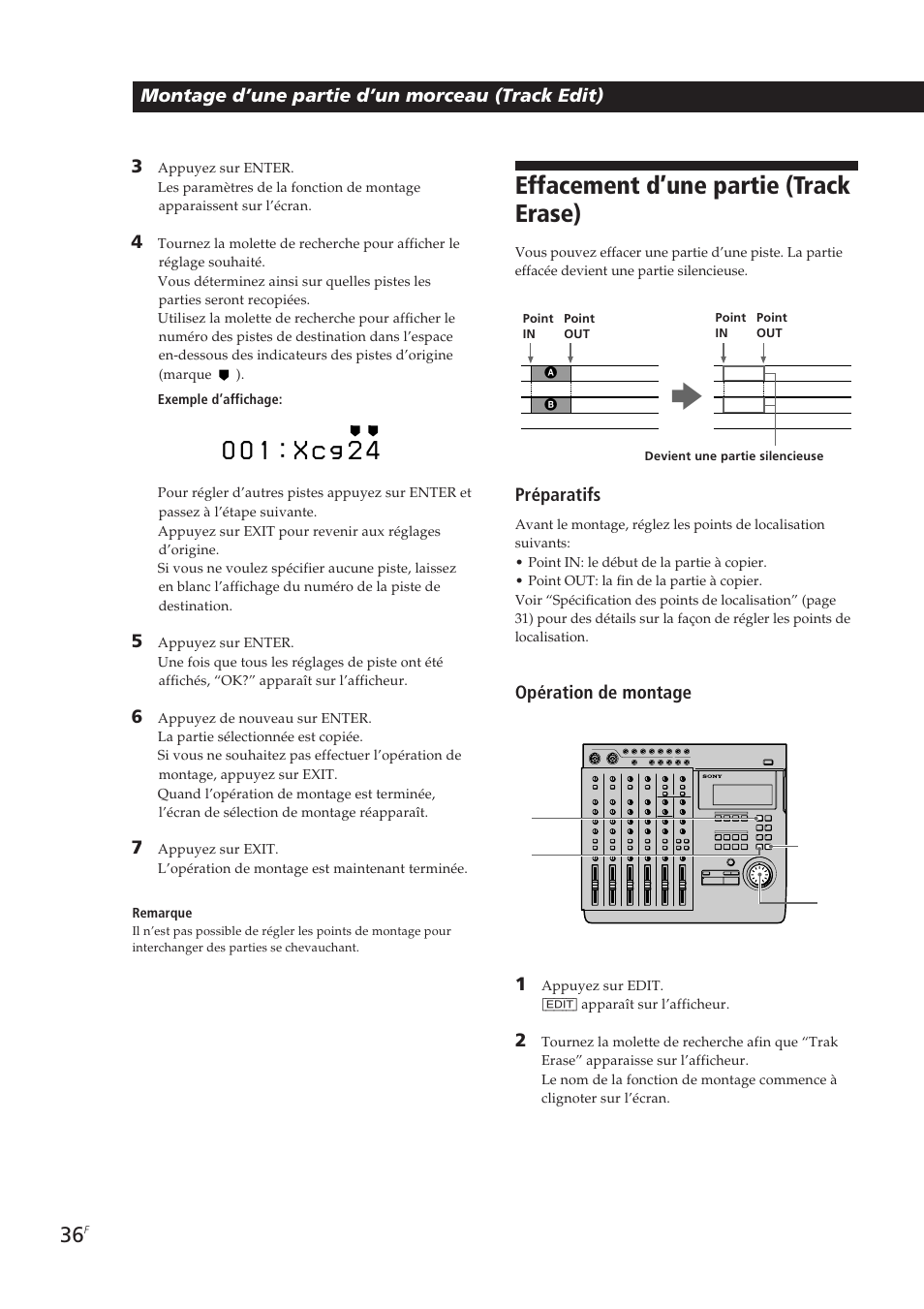 Effacement d’une partie (track erase) | Sony MDM-X4 User Manual | Page 101 / 194