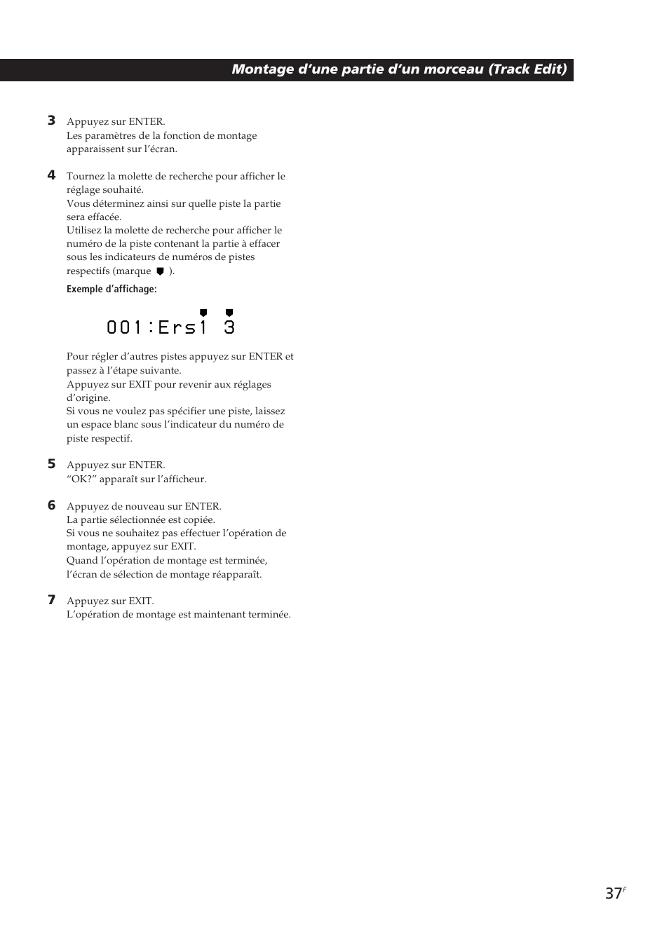 Montage d’une partie d’un morceau (track edit) 3 | Sony MDM-X4 User Manual | Page 102 / 194