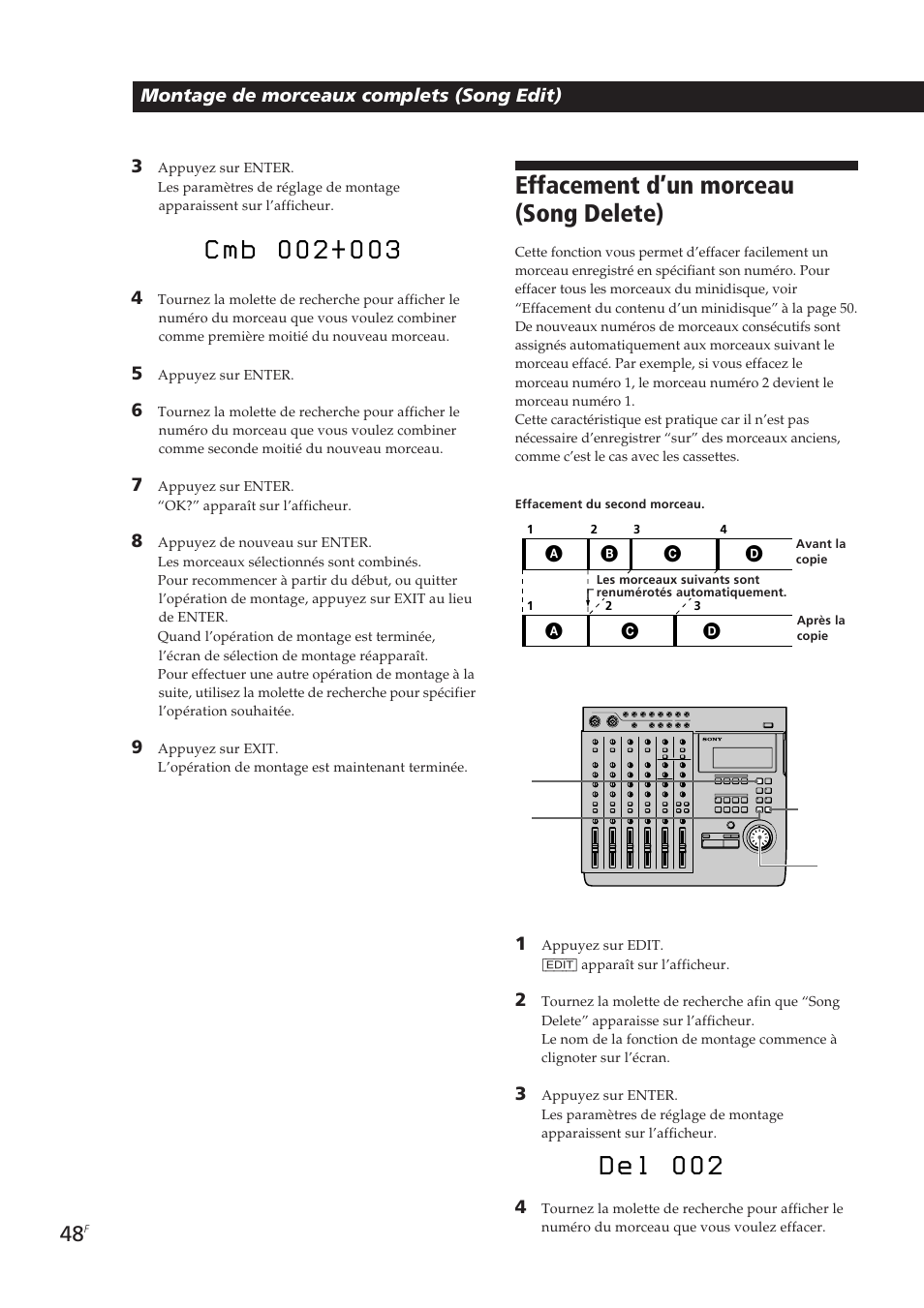 D e l 0 0 2, Effacement d’un morceau (song delete) | Sony MDM-X4 User Manual | Page 113 / 194
