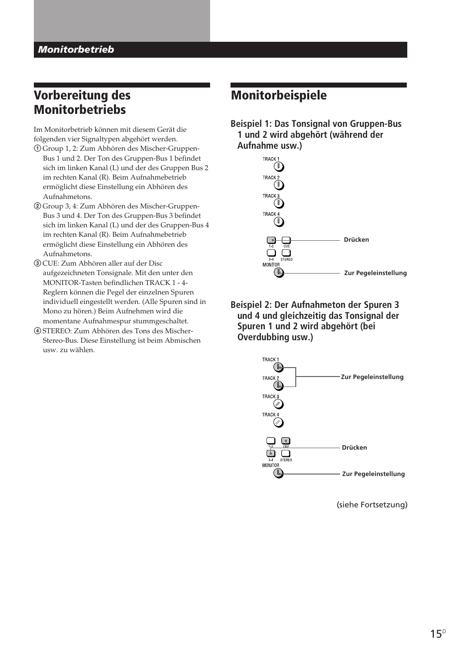 Vorbereitung des monitorbetriebs, Monitorbeispiele | Sony MDM-X4 User Manual | Page 144 / 194