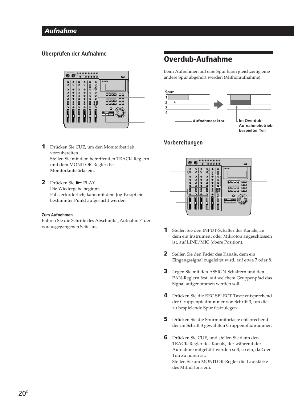 Overdub-aufnahme | Sony MDM-X4 User Manual | Page 149 / 194