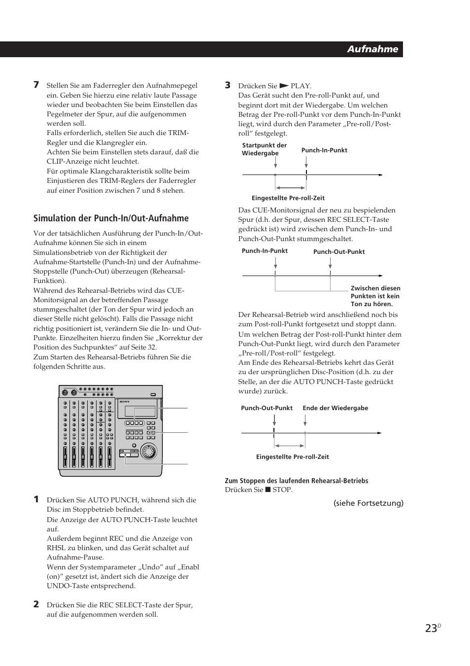 Aufnahme 7, Simulation der punch-in/out-aufnahme | Sony MDM-X4 User Manual | Page 152 / 194