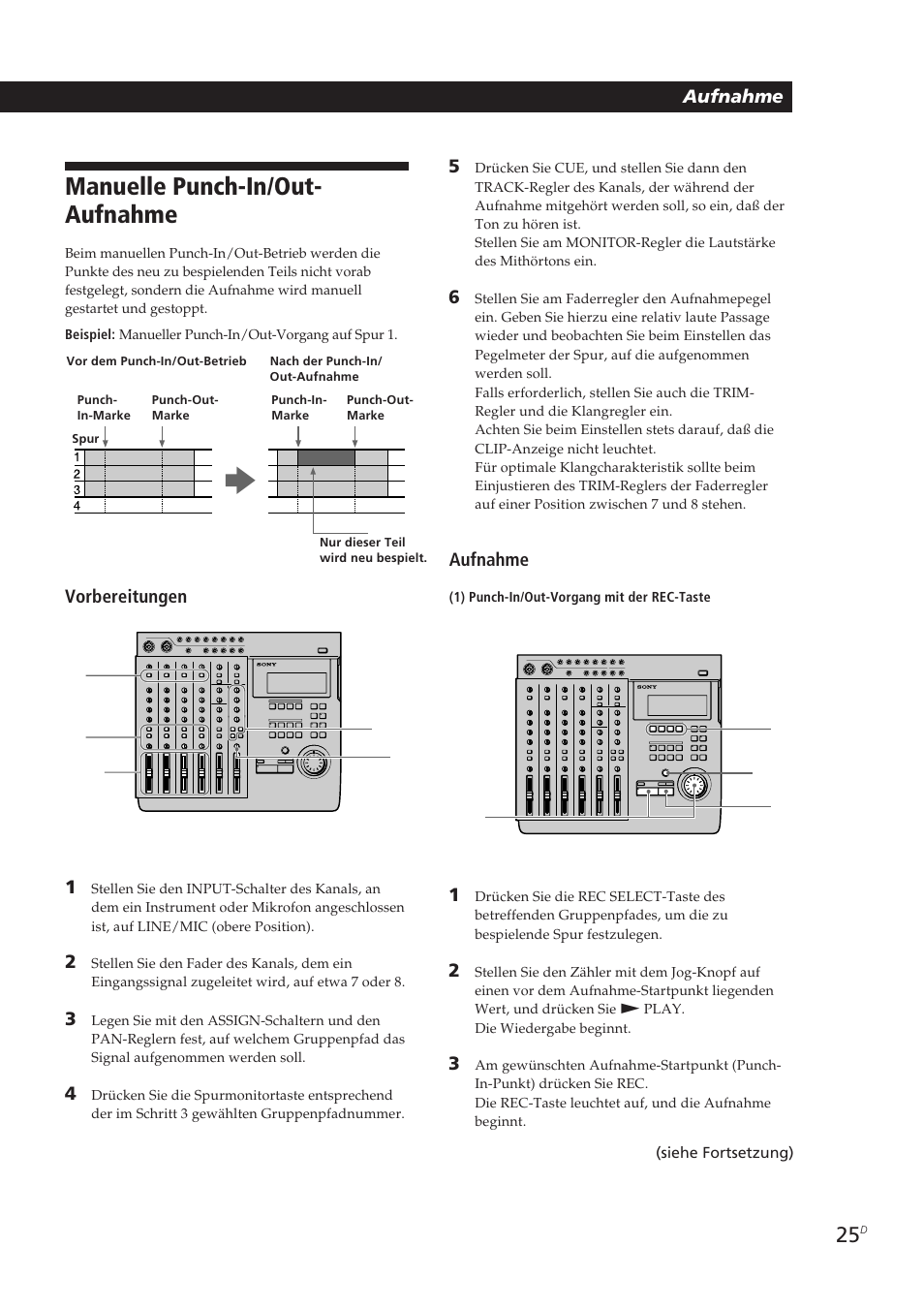Manuelle punch-in/out- aufnahme | Sony MDM-X4 User Manual | Page 154 / 194