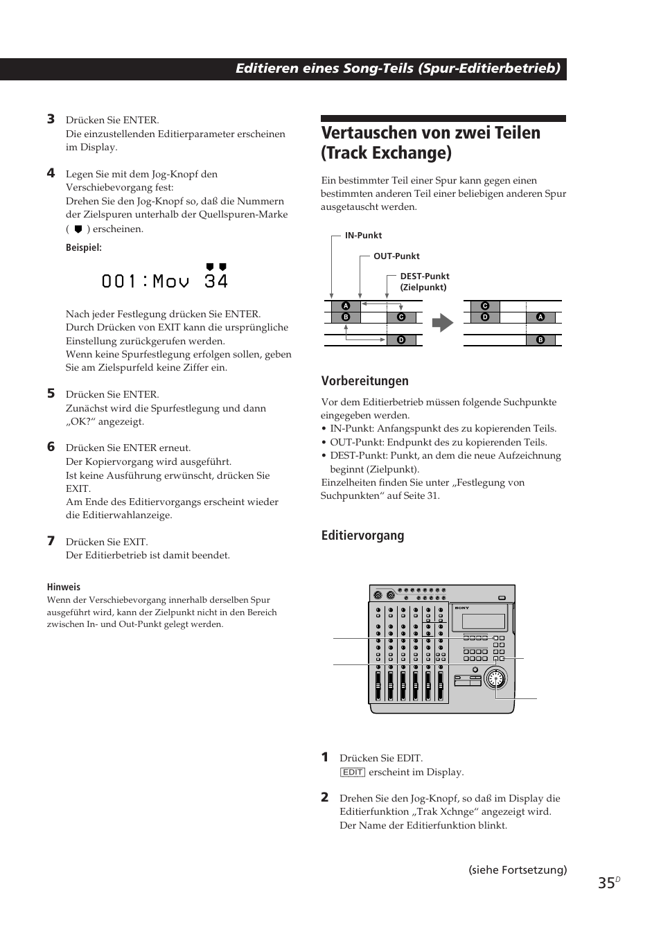 Vertauschen von zwei teilen (track exchange) | Sony MDM-X4 User Manual | Page 164 / 194