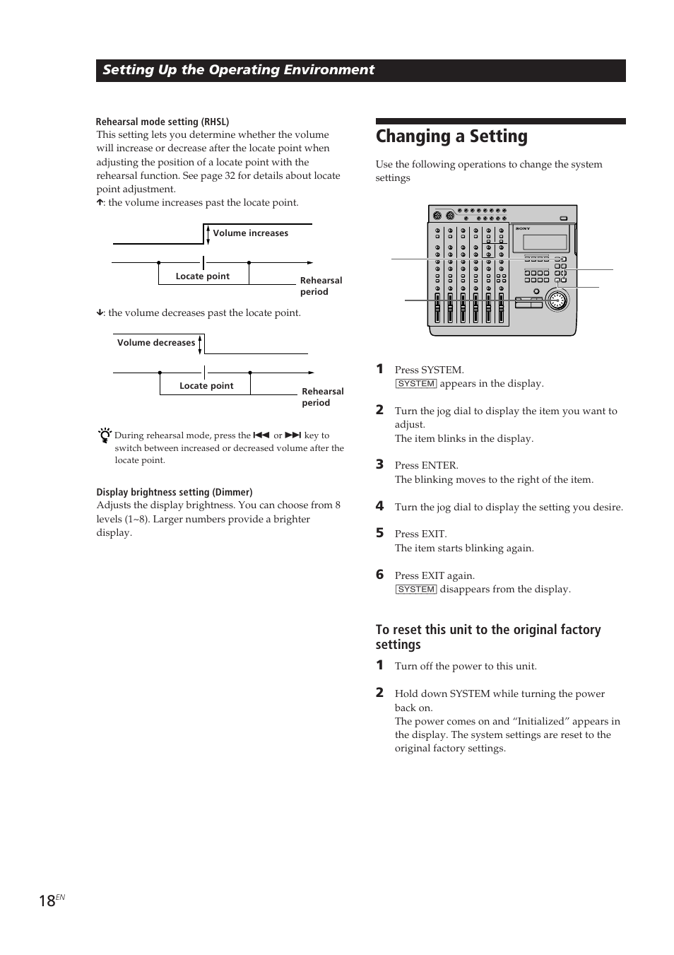 Changing a setting | Sony MDM-X4 User Manual | Page 18 / 194