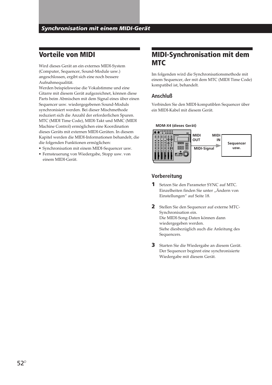 Vorteile von midi, Midi-synchronisation mit dem mtc | Sony MDM-X4 User Manual | Page 181 / 194