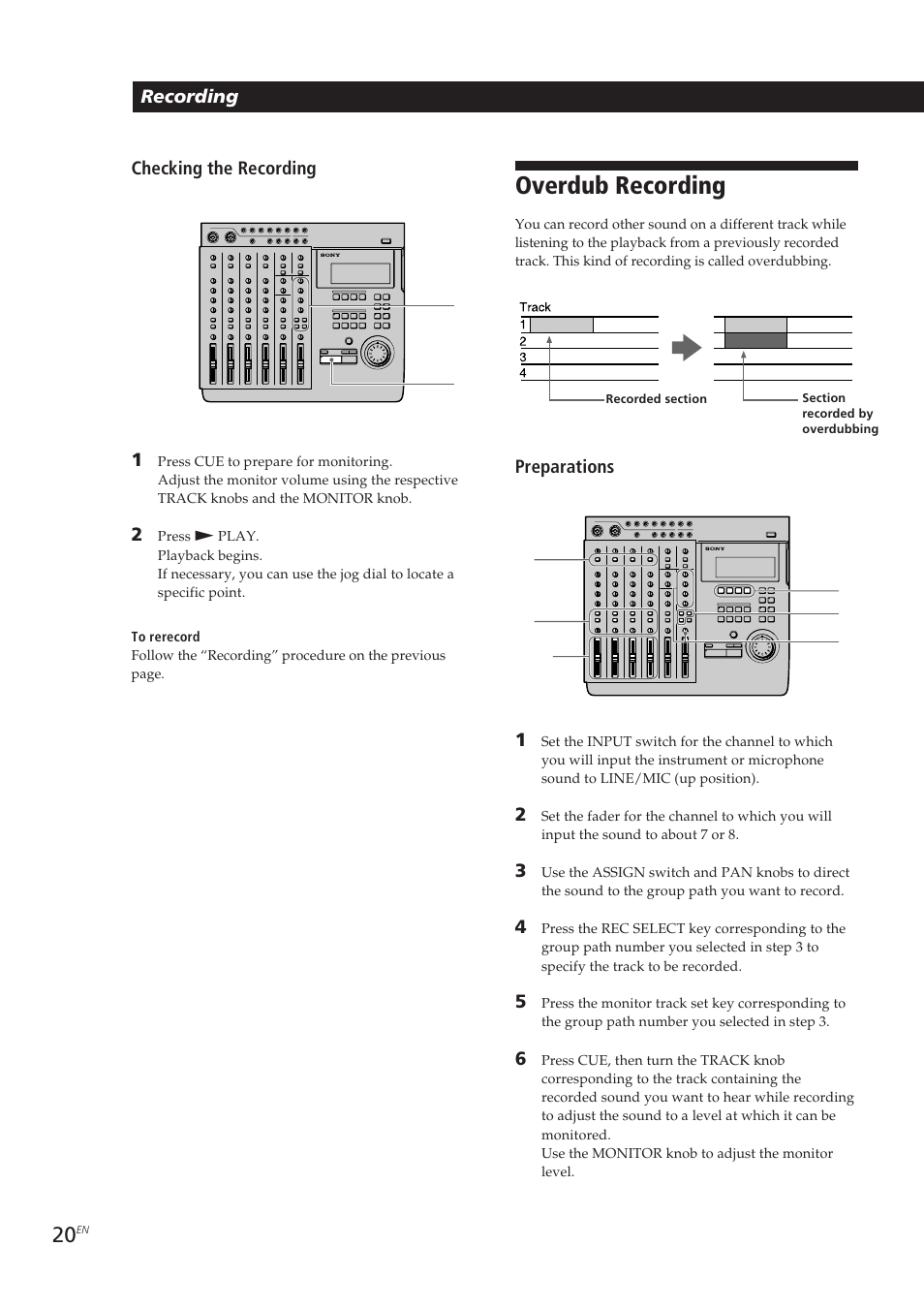 Overdub recording | Sony MDM-X4 User Manual | Page 20 / 194