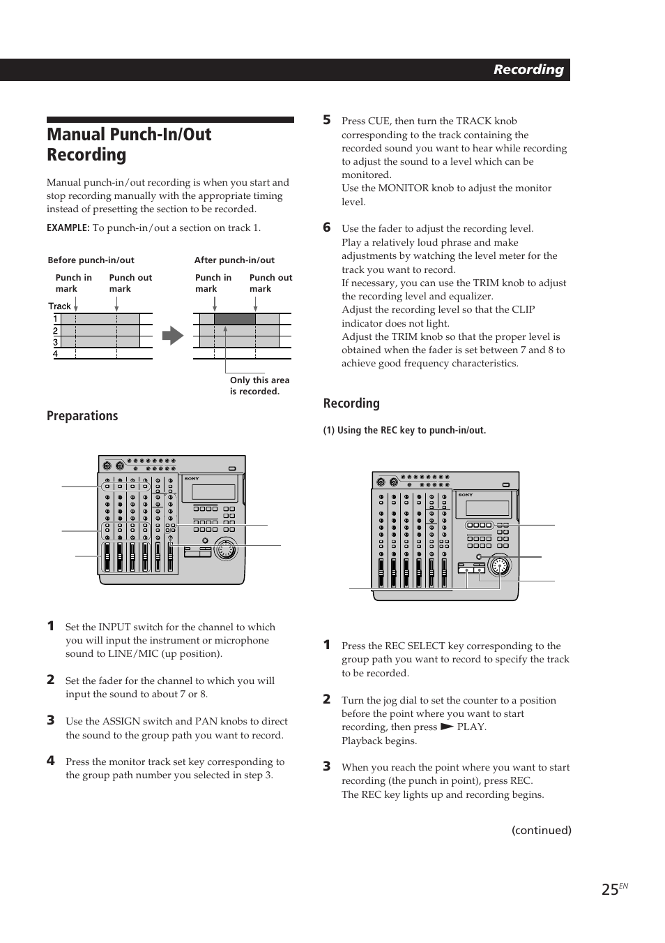 Manual punch-in/out recording | Sony MDM-X4 User Manual | Page 25 / 194