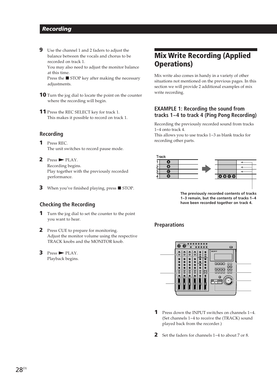 Mix write recording (applied operations) | Sony MDM-X4 User Manual | Page 28 / 194