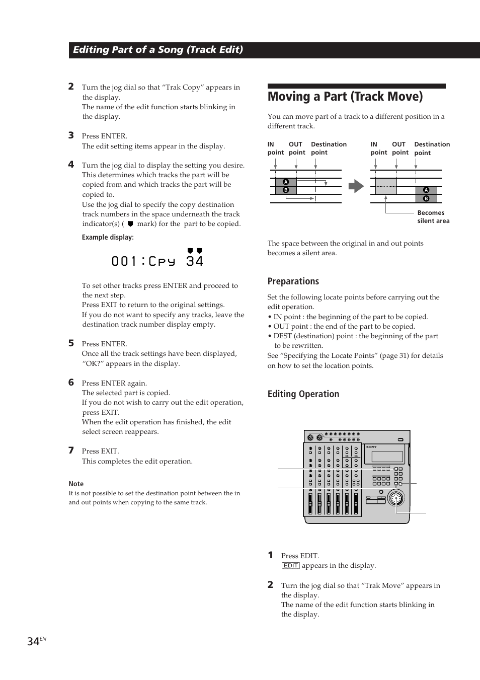 Moving a part (track move) | Sony MDM-X4 User Manual | Page 34 / 194