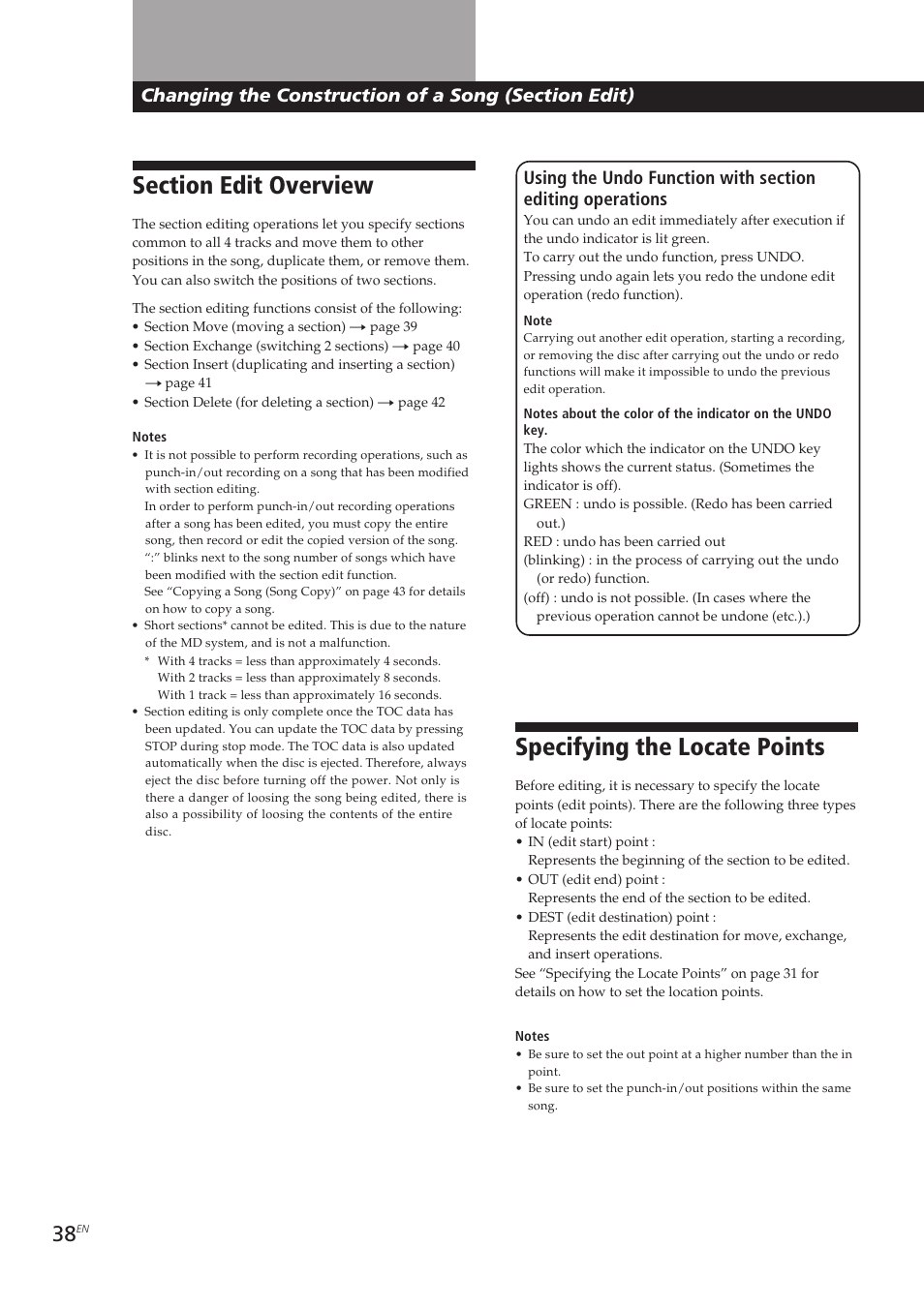 Specifying the locate points | Sony MDM-X4 User Manual | Page 38 / 194