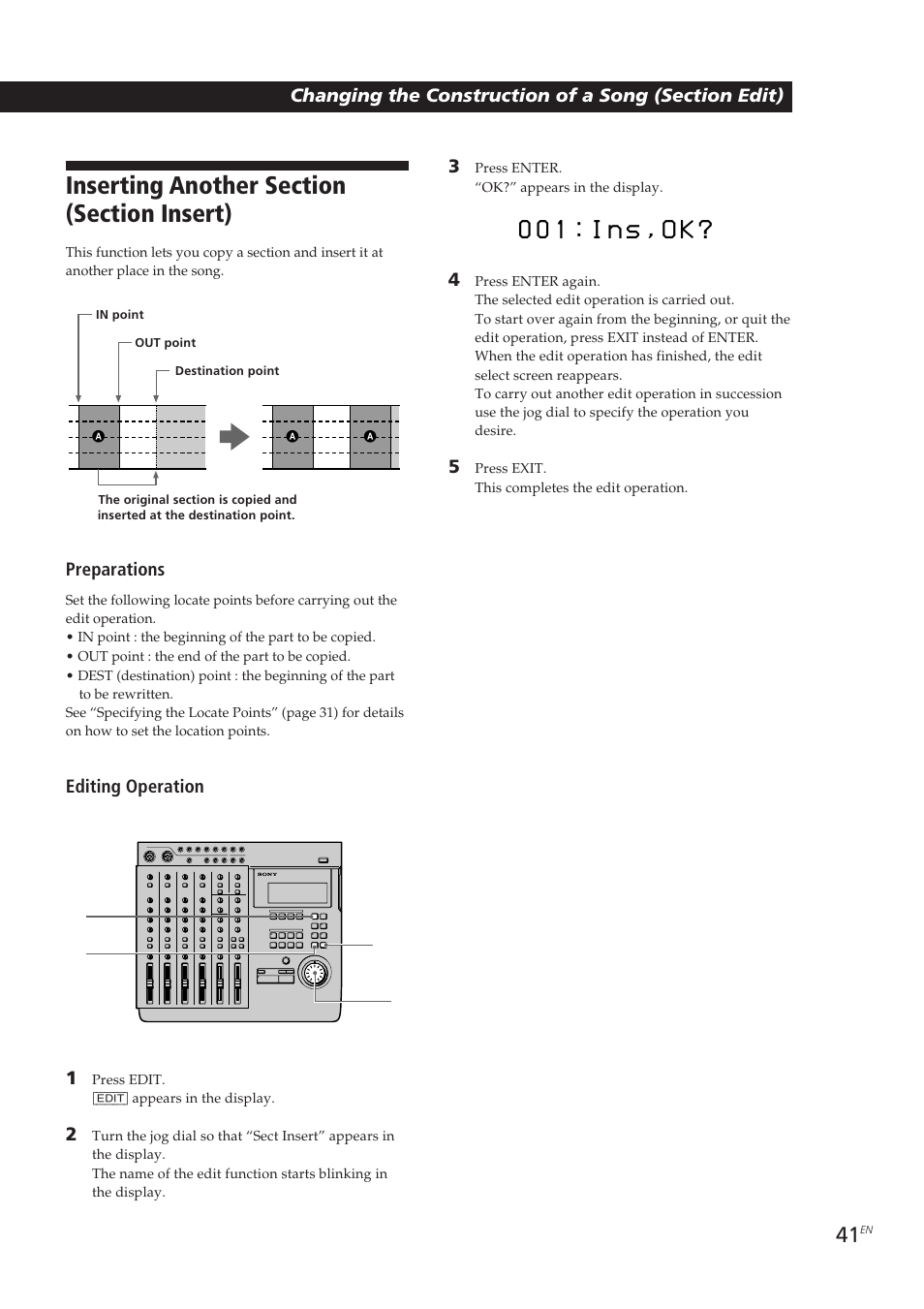 0 0 1 : i n s , o k | Sony MDM-X4 User Manual | Page 41 / 194