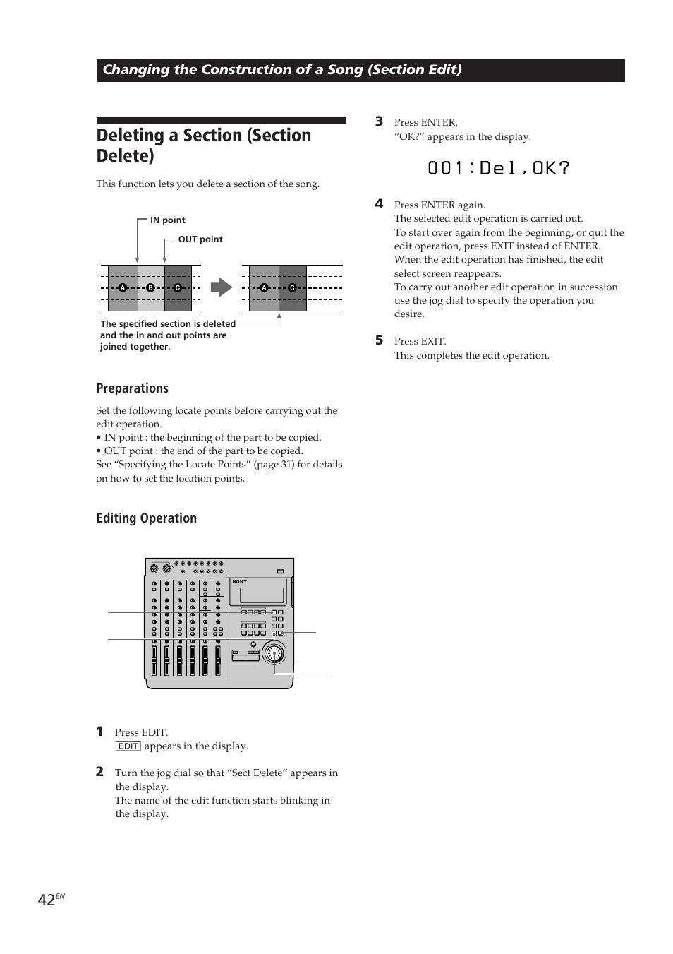 0 0 1 : d e l , o k | Sony MDM-X4 User Manual | Page 42 / 194