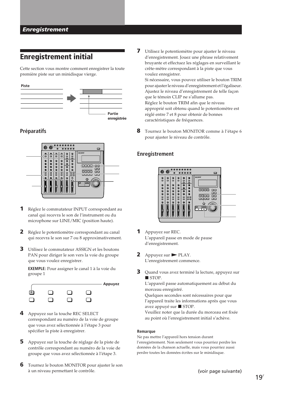 Enregistrement initial | Sony MDM-X4 User Manual | Page 84 / 194