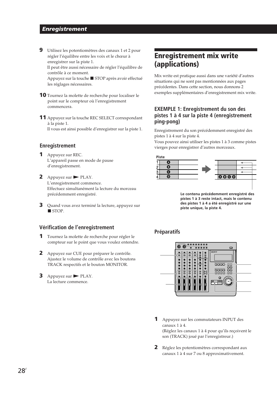 Enregistrement mix write (applications) | Sony MDM-X4 User Manual | Page 93 / 194