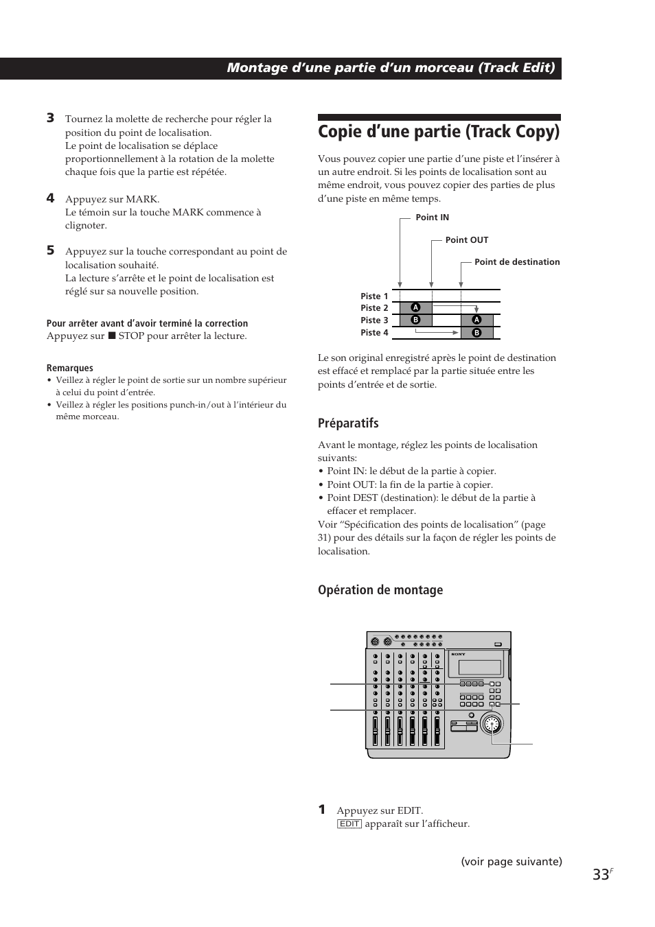 Copie d’une partie (track copy) | Sony MDM-X4 User Manual | Page 98 / 194