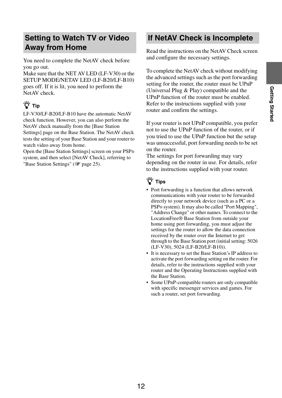 Sony LocationFree Player for PSP User Manual | Page 12 / 27