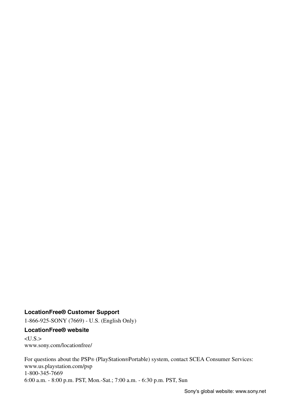 Sony LocationFree Player for PSP User Manual | Page 27 / 27
