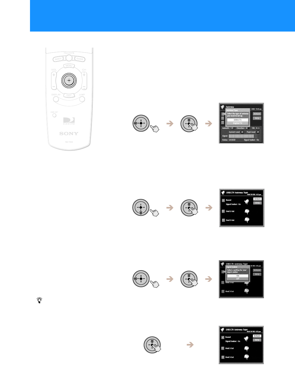 Selecting an antenna | Sony HD100 User Manual | Page 28 / 96