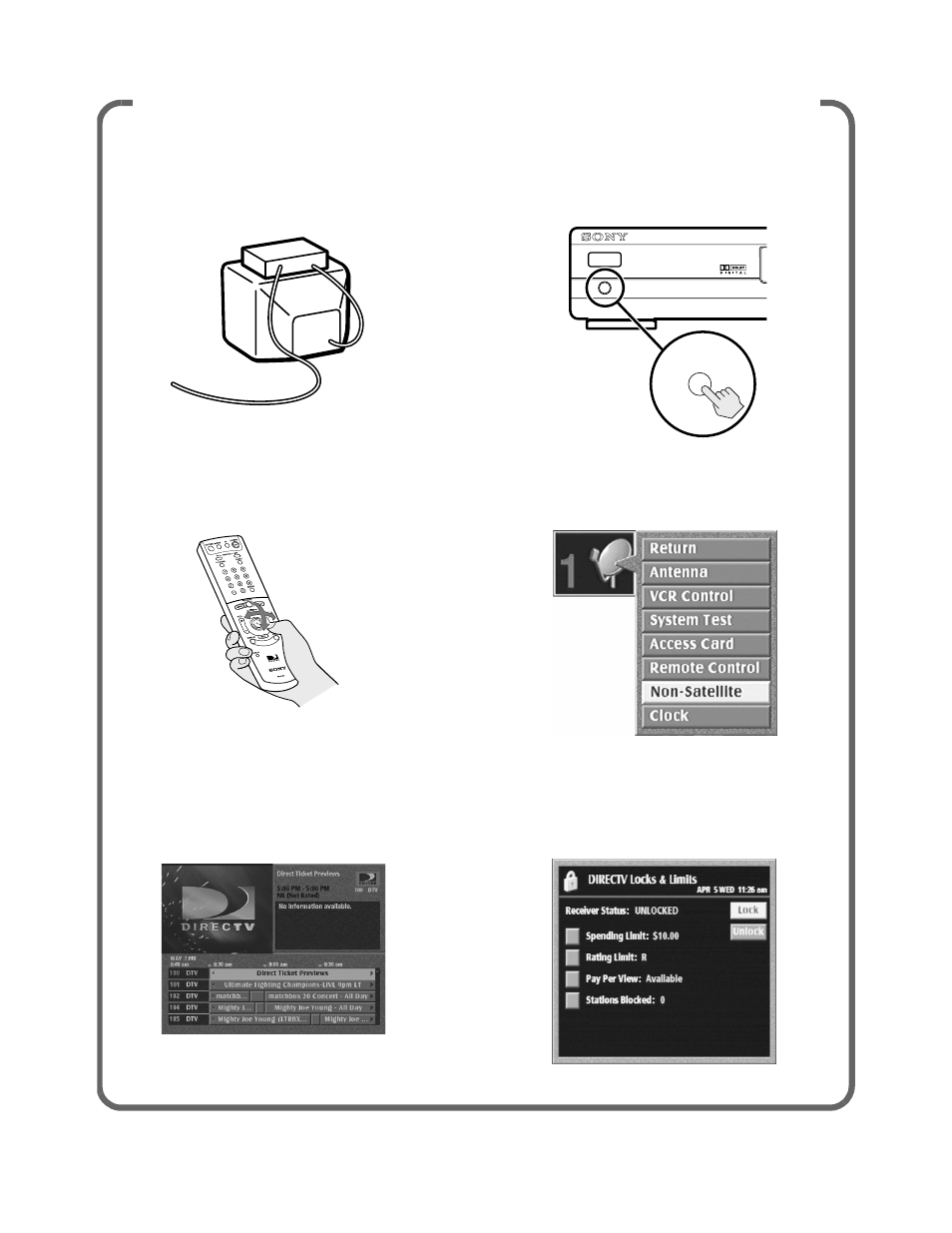 Getting to know your digital satellite receiver | Sony HD100 User Manual | Page 3 / 96