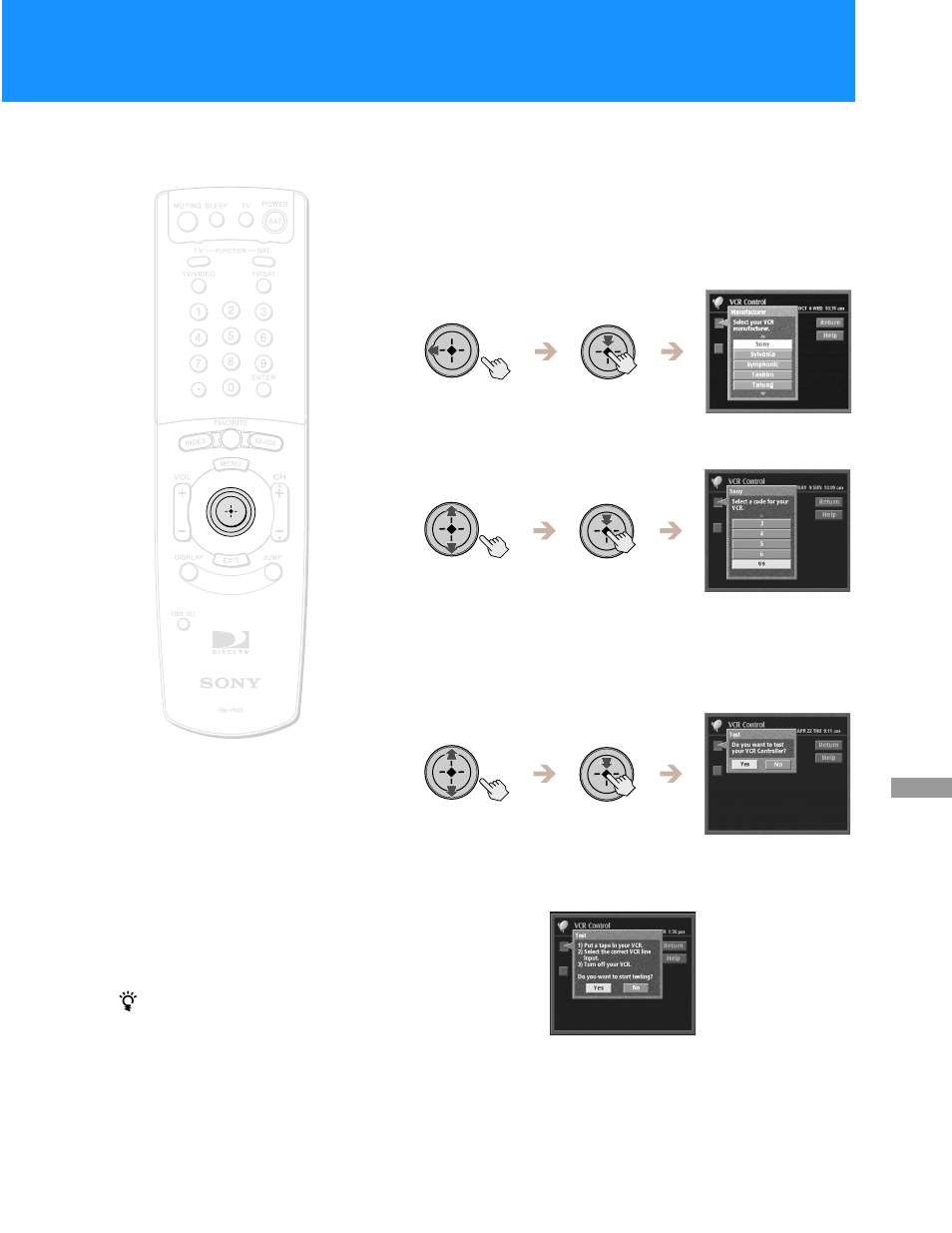 Setting the vcr manufacturer code | Sony HD100 User Manual | Page 31 / 96