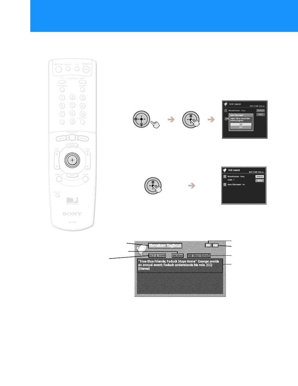 Setting up auto title insert | Sony HD100 User Manual | Page 32 / 96