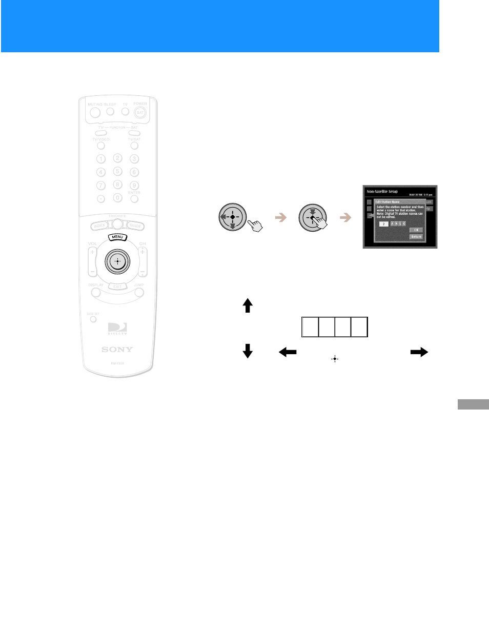 A n l g, Editing station names | Sony HD100 User Manual | Page 41 / 96