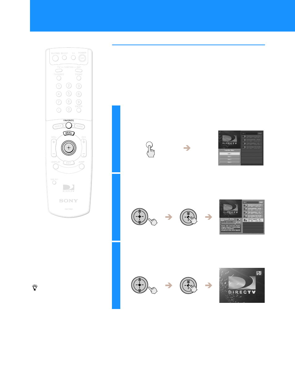 Using the favorite stations guide | Sony HD100 User Manual | Page 48 / 96