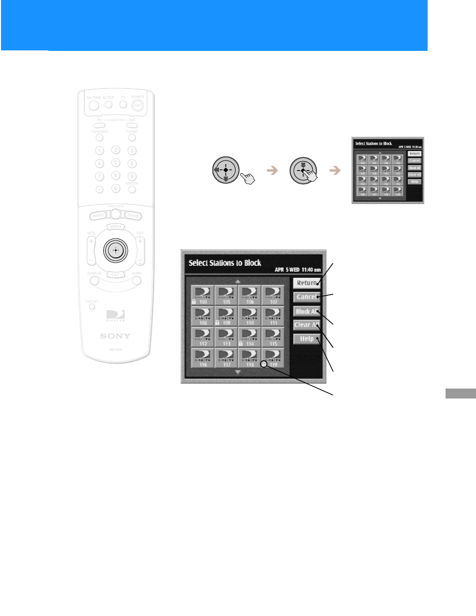 Changing the stations blocked settings | Sony HD100 User Manual | Page 69 / 96