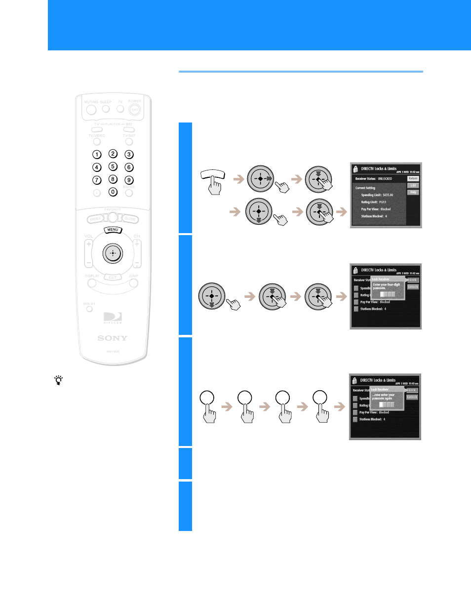 Locking your receiver | Sony HD100 User Manual | Page 70 / 96