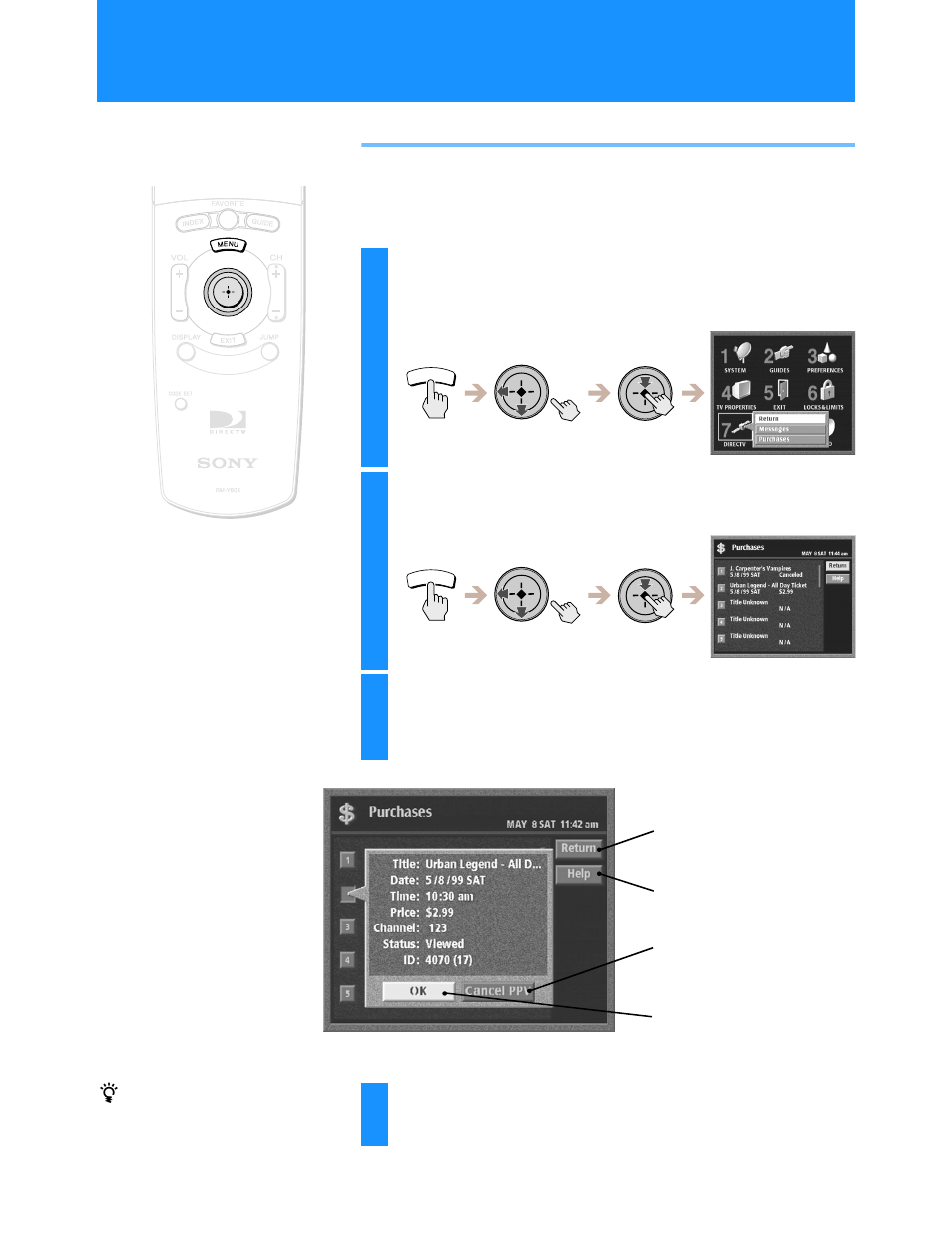 Checking your purchases | Sony HD100 User Manual | Page 74 / 96