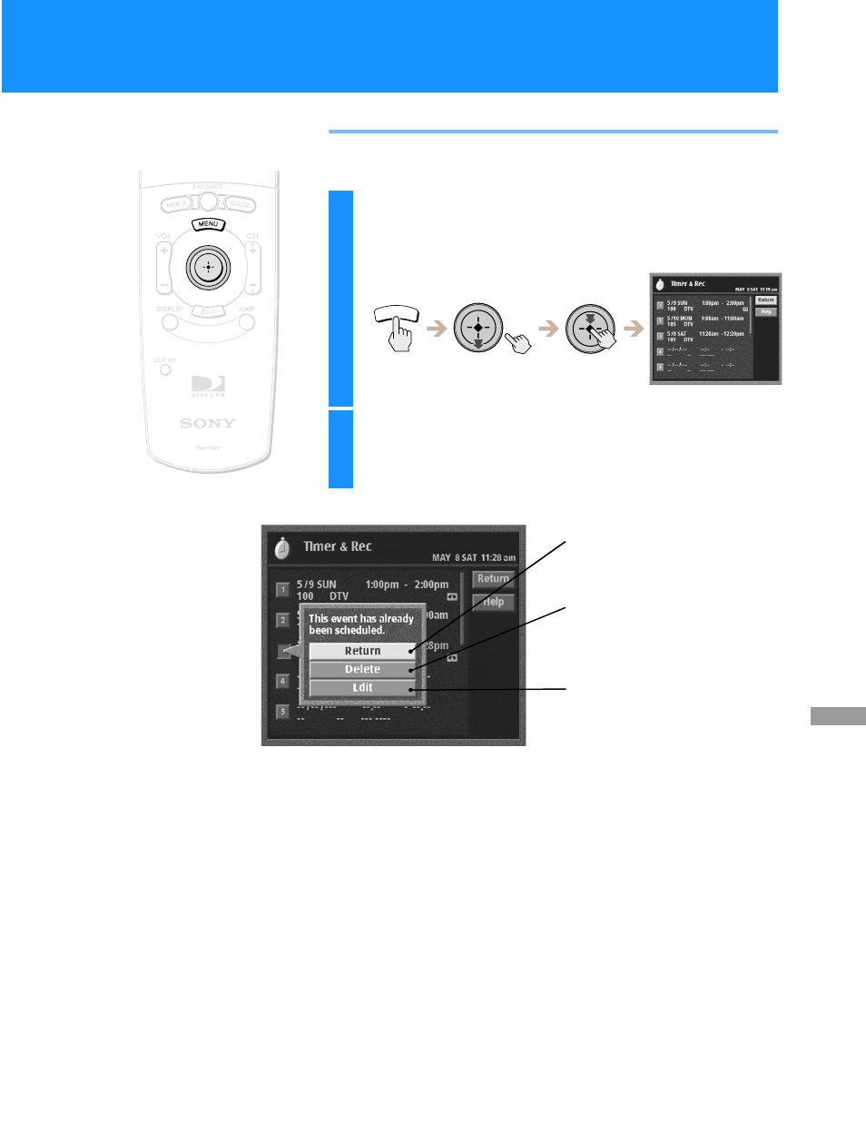 Editing timer & rec events | Sony HD100 User Manual | Page 79 / 96