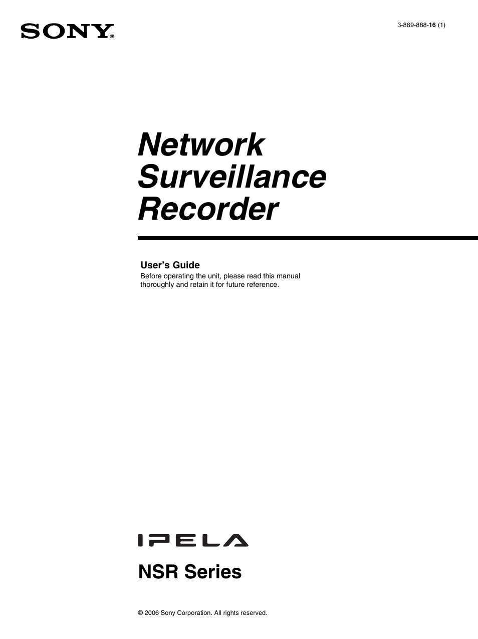 Sony IPELA NSR-100 User Manual | 186 pages