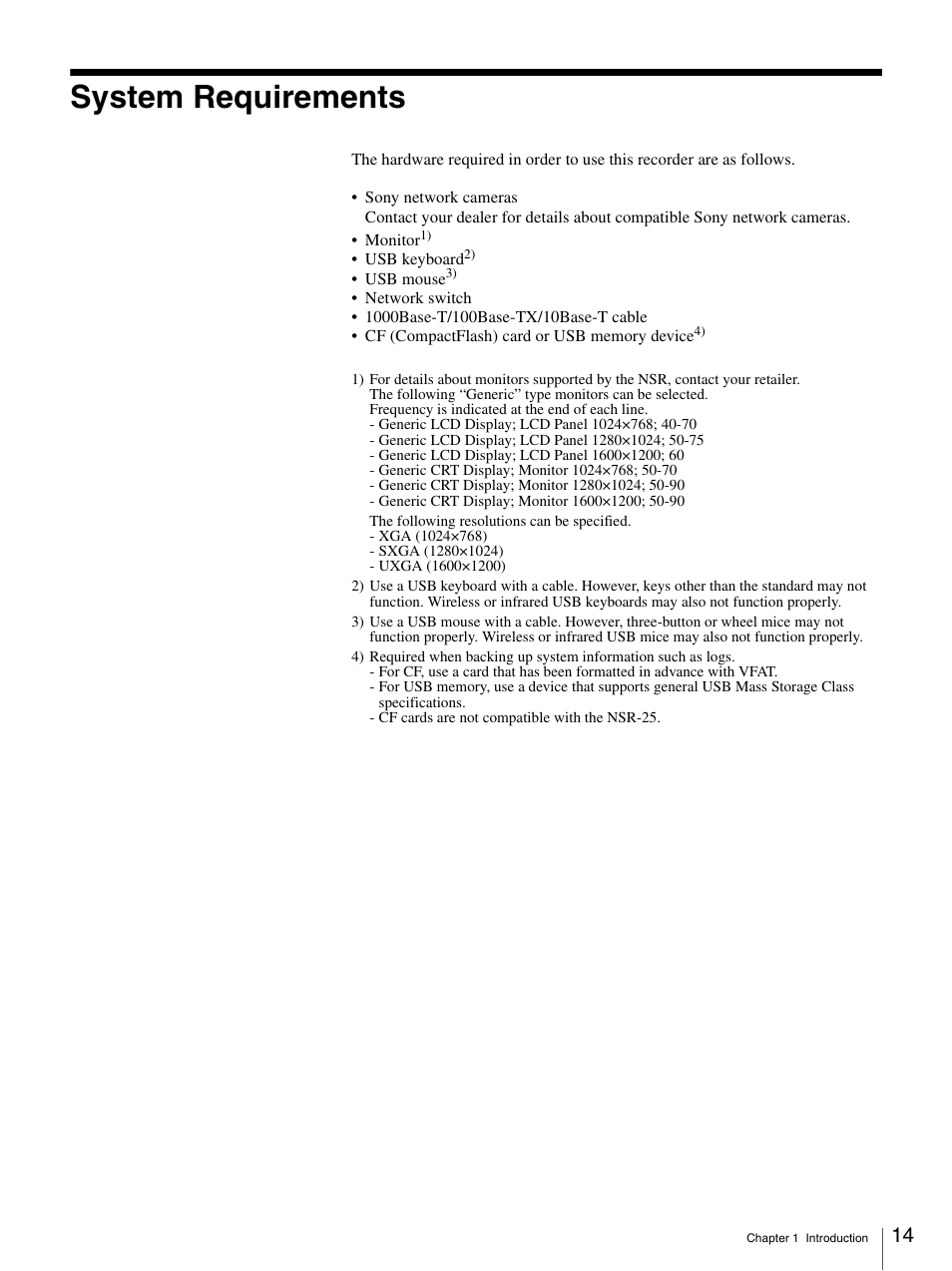 System requirements | Sony IPELA NSR-100 User Manual | Page 14 / 186