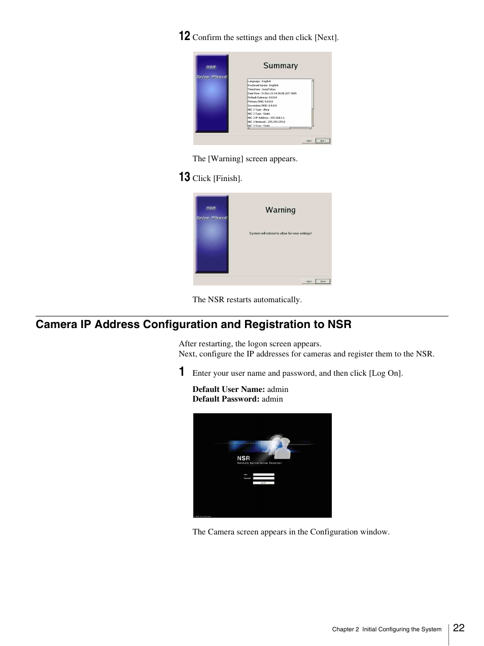 Camera ip address configuration and registration, To nsr | Sony IPELA NSR-100 User Manual | Page 22 / 186