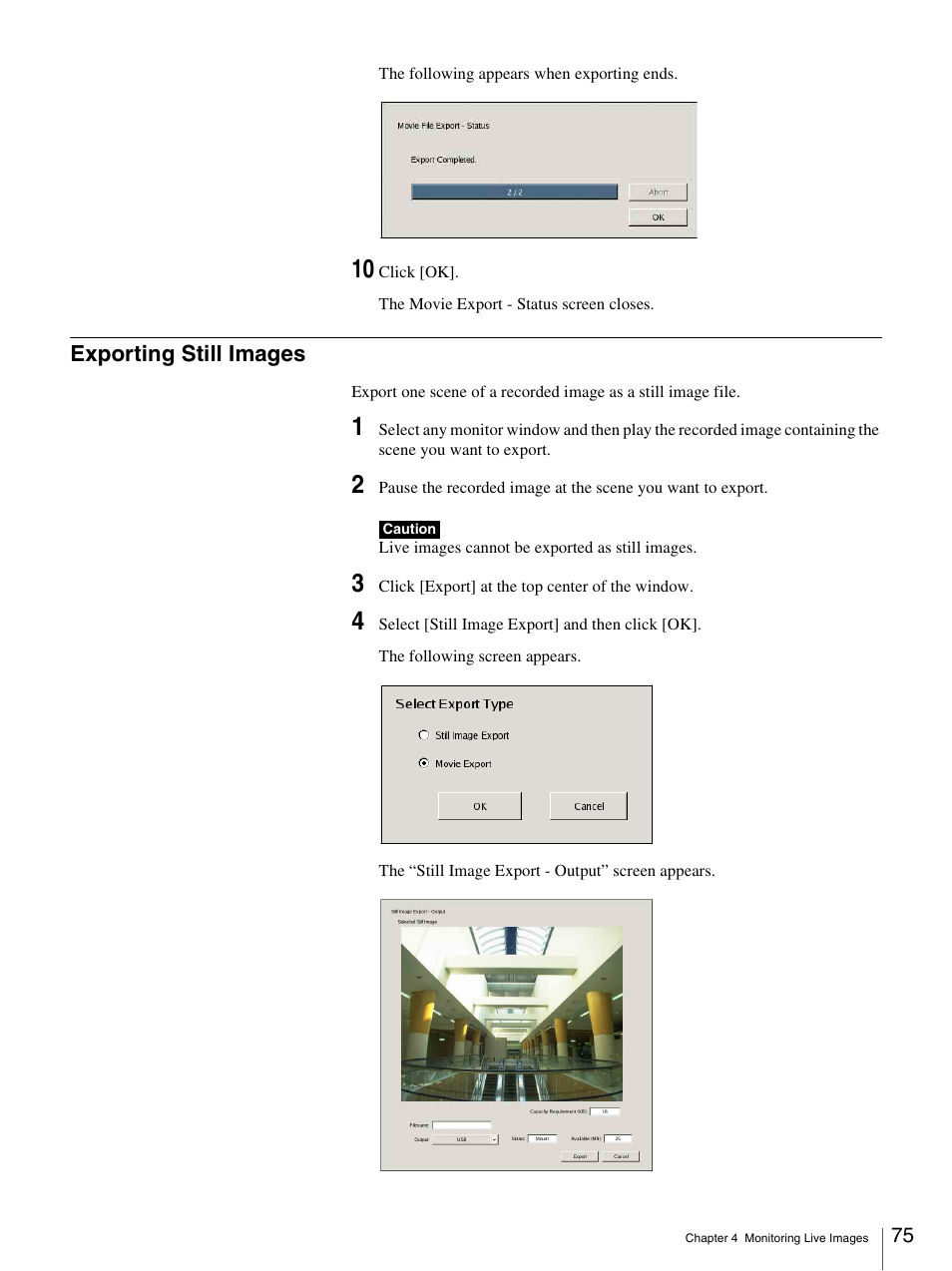 Exporting still images | Sony IPELA NSR-100 User Manual | Page 75 / 186